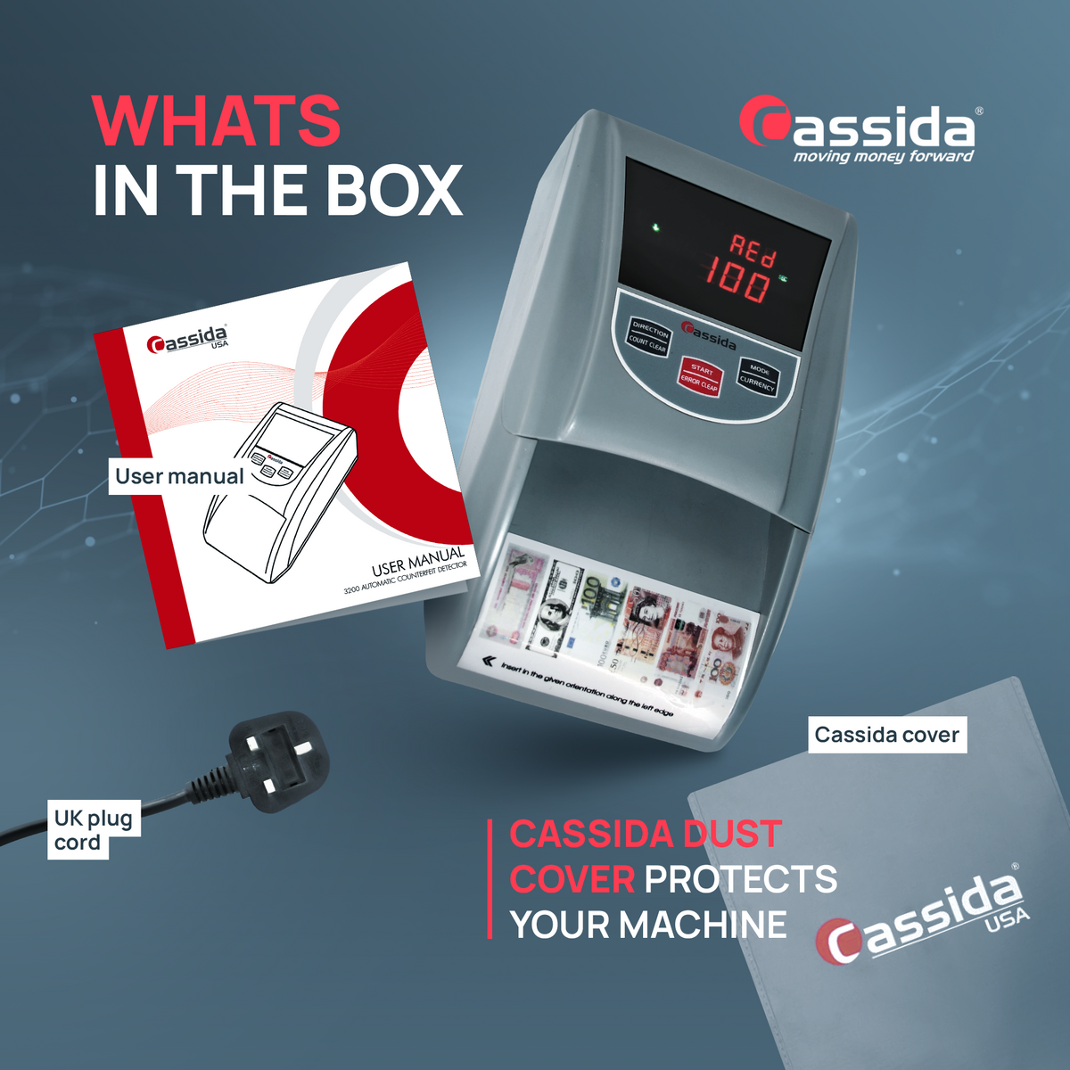 Cassida 3200 Automatic Currency Detector- For AED USD EUR GBP RUB CNY