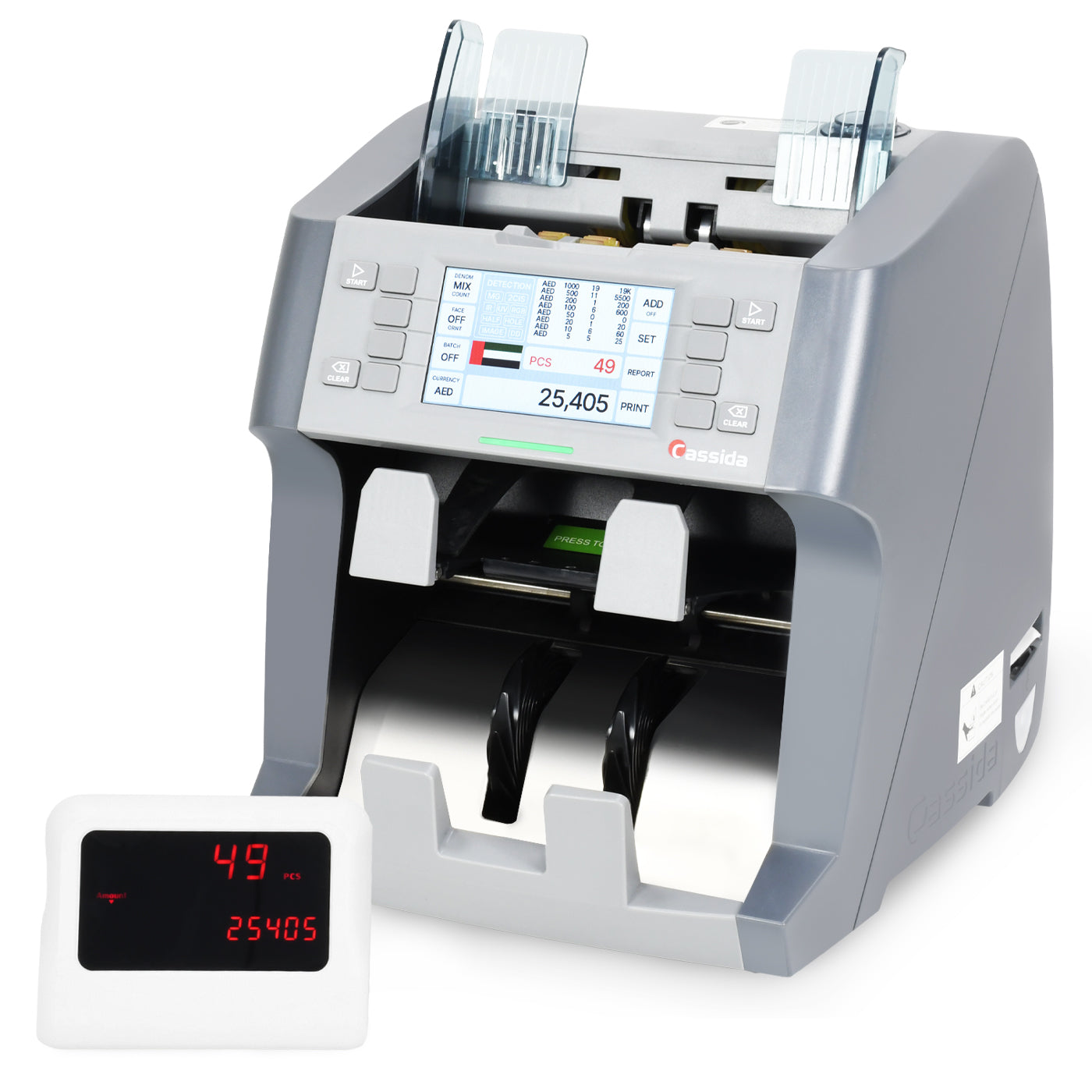 Neo Max 30 currencies 2-pocket mix value discriminator cash counting machine