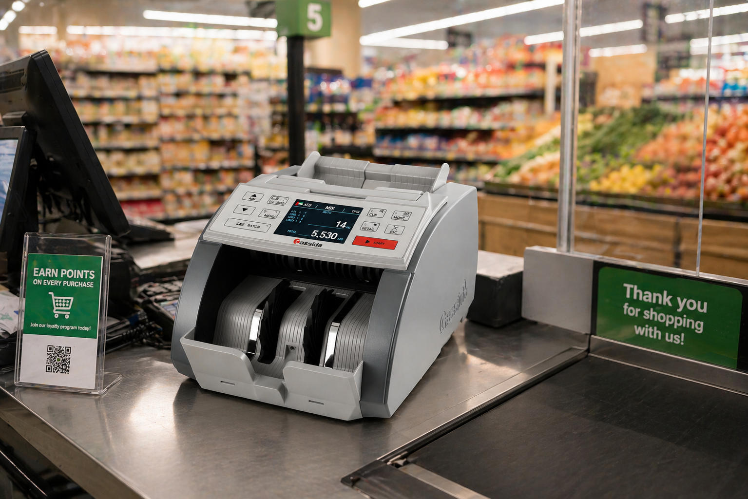 Cassida AXIA - Mix Value Counter (AED, USD, EUR, GBP, SAR)
