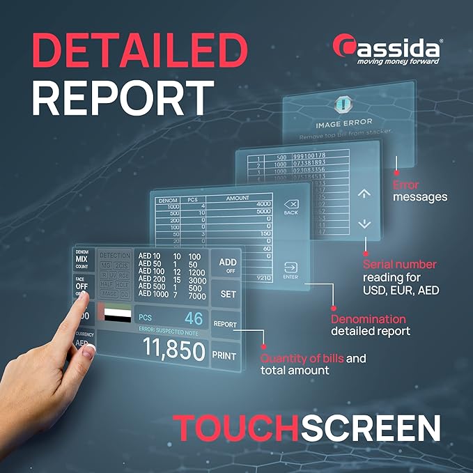 Cassida Neo Max- 2 Pocket Mix Value Counter & Sorter (30 Currencies), Built in Printer & External Display